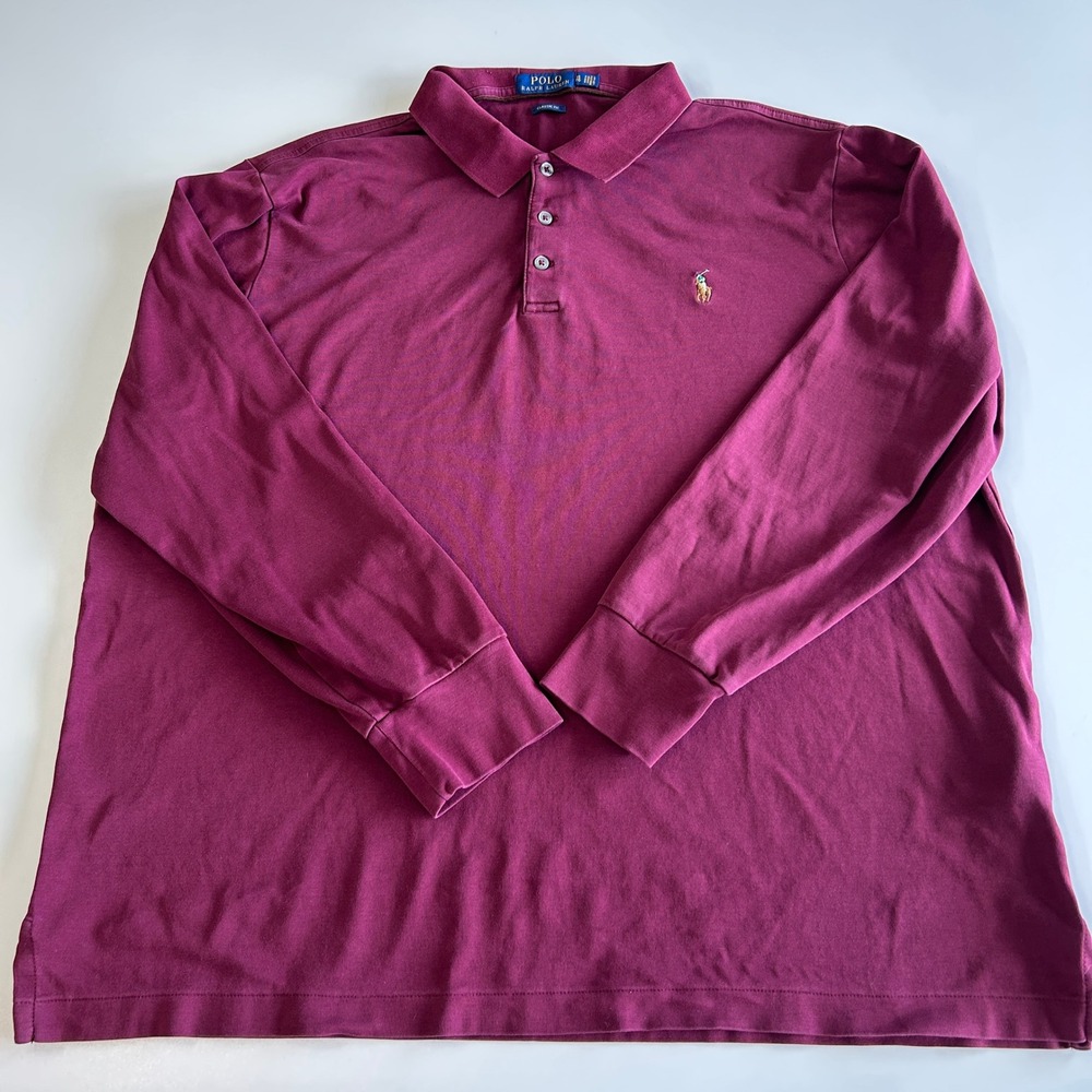 Polo Ralph Lauren Mens XL Classic Fit Long Sleeve Polo Shirt Burgundy Maroon
